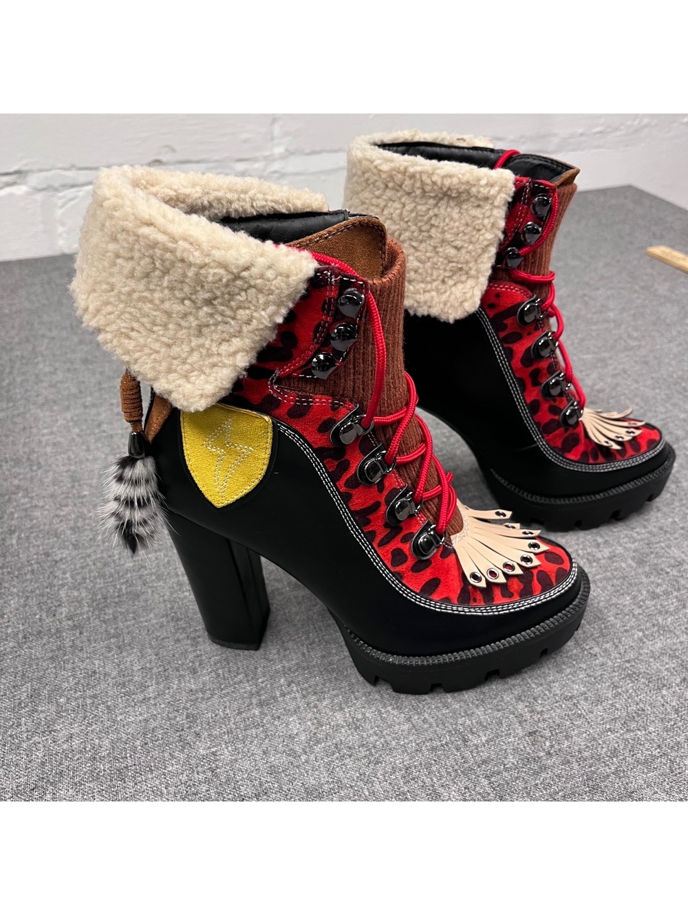 Azalea Wang Trigger Multi Colorbocked Botties, Maximalist, Size 9